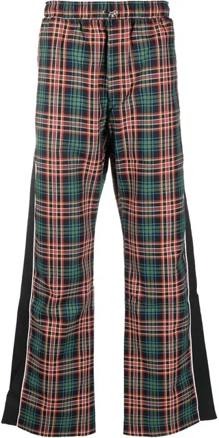 Flared Check-Print Trousers