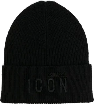 Black Icon Embroidered Beanie
