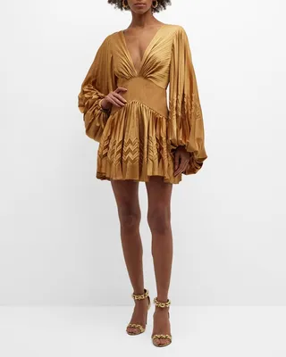 Marion Pleated Chevron Mini Dress