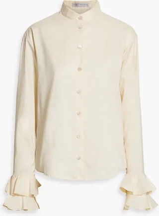 Flourish Flounce ruffled cotton-blend poplin shirt