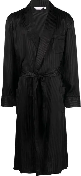 Tonal Pinstripe Silk Robe