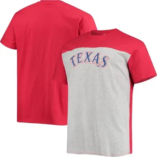 Men's Fanatics Branded Red and Heathered Gray Texas Rangers Big and Tall Colorblock T-shirt