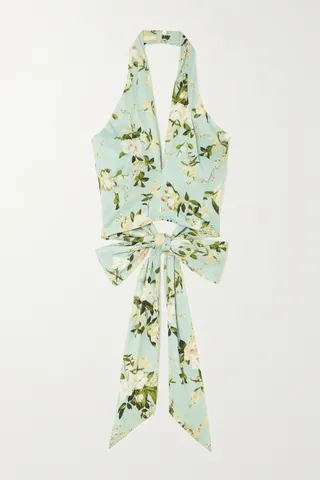 Erdem - Luna Cropped Cotton Halterneck Top - Green