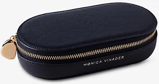 Womens Black Logo-embossed Oval Leather Jewellery box