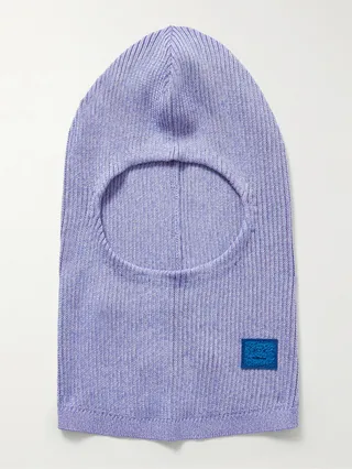 Logo-Appliquéd Ribbed Wool-Blend Balaclava