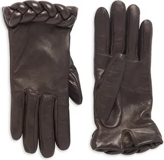 Edith Braided Cuff Leather Gloves