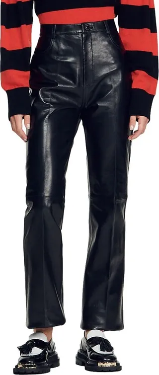 Leather Straight-Leg Trousers