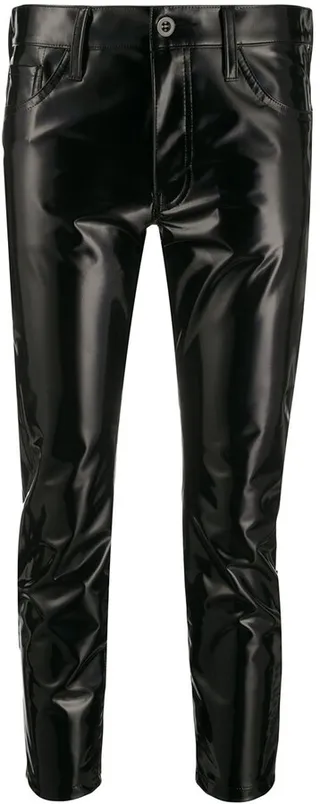 Vinyl-Effect Cropped Trousers
