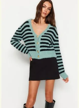 Mint Hairy/Beard Knitwear Cardigan TWOAW24HI00414
