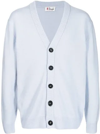 logo-embroidered V-neck buttoned cardigan