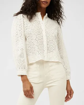 Vitale Eyelet Button-Front Top