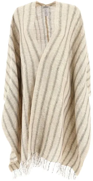 Brunello Cucinelli Striped Asymmetric Hem Poncho
