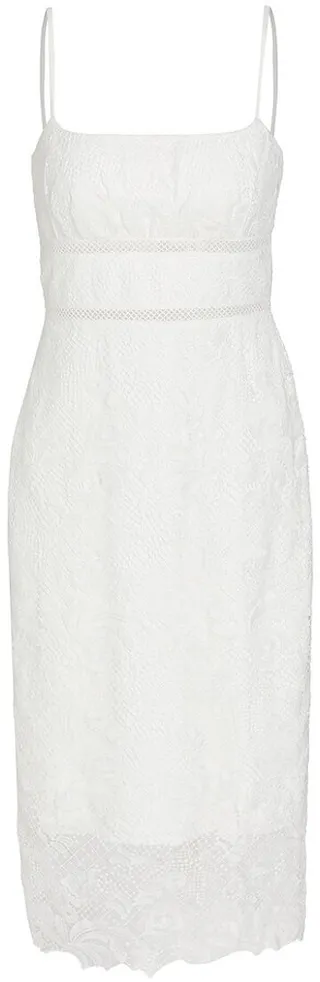 Allover Lace Knee-Length Sheath Cocktail Midi-Dress