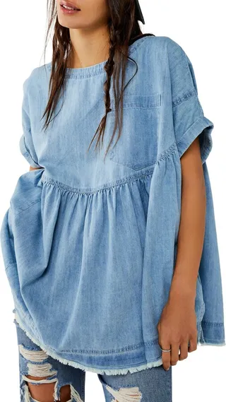 Moon City Denim Tunic Top
