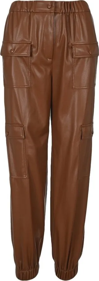MSGM High-Waisted Faux-Leather Cargo Pants