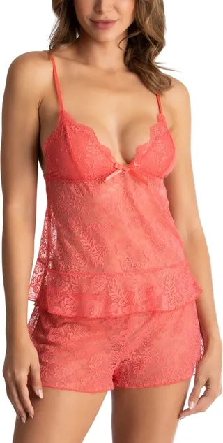 Linea Donatella Sexy Basics Lace Cami & Shorts Lingerie Pajama Set