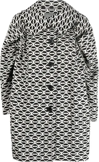 Geometric-Pattern Virgin-Wool Coat