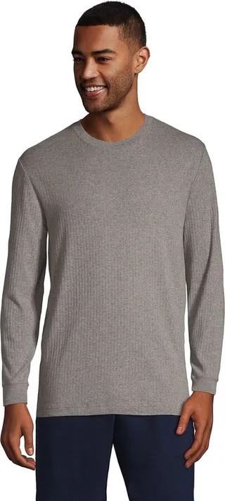 Lands' End Men's Tall Knit Rib Crewneck Pajama Shirt - X Large Tall - Pewter Heather