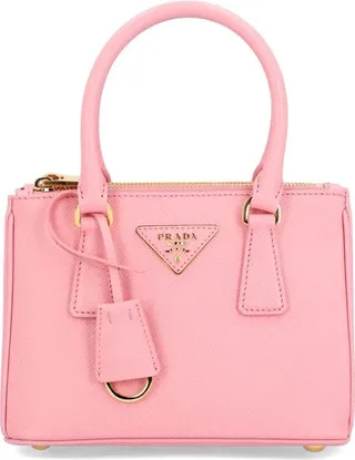 Prada Micro Galleria Logo Plaque Tote Bag