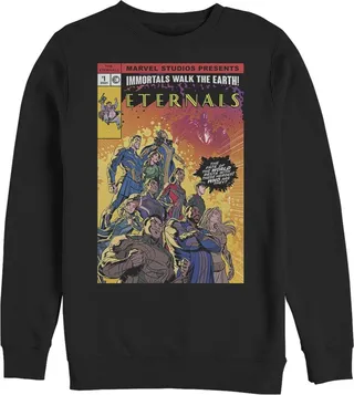 Men's Marvel Eternals Heroes Comic Book Cover Sweatshirt - Black - Small