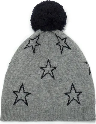 Pompom-embellished intarsia wool and cashmere-blend beanie
