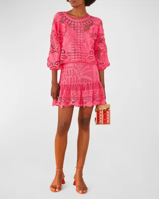 Morada Boa Scalloped Guipure Mini Skirt