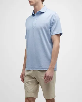 Men's Sutton Cotton-Silk Striped Polo Shirt