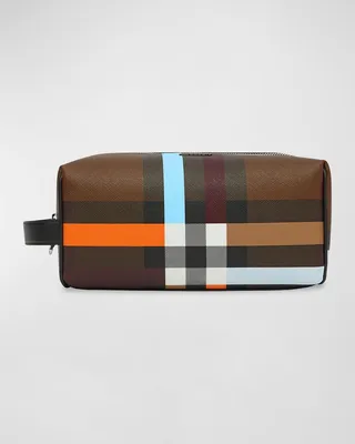 Men's Color-Block Check Travel Pouch