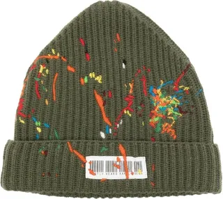 Barcode-Detail Paint-Splatter Beanie