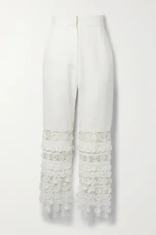 Zimmermann - High Tide Crochet And Linen Skinny Pants - Ivory