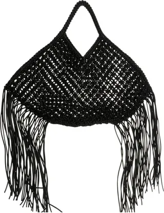 Yuzefi Large Woven Fringed Tote Bag