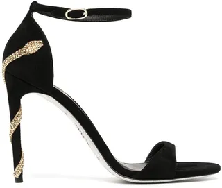Snake-Wrapped Suede Pumps