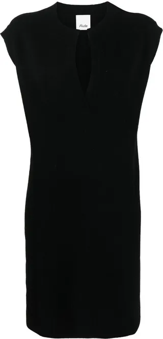 V-neck fine-knit tunic