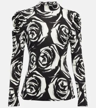 Doha floral turtleneck jersey top