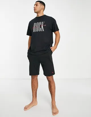 Threadbare christmas jingle bell rock loungewear set in black