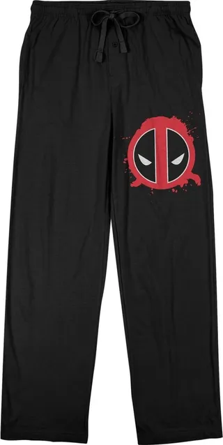 Marvel Comic Book Men's Deadpool Symbol Black Sleep Pajama Pants-XX-Large
