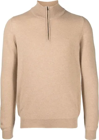 Short-Zip Cashmere Jumper