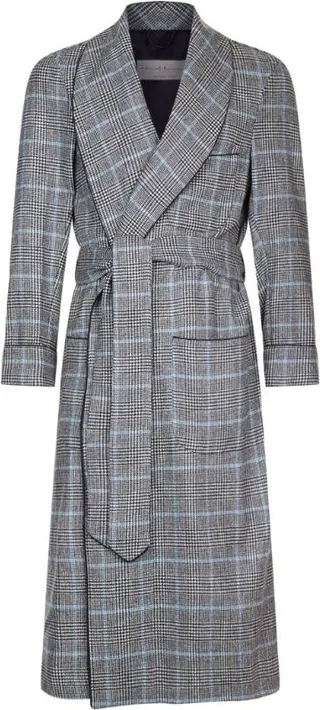 Daniel Hanson Check Print Wool Robe