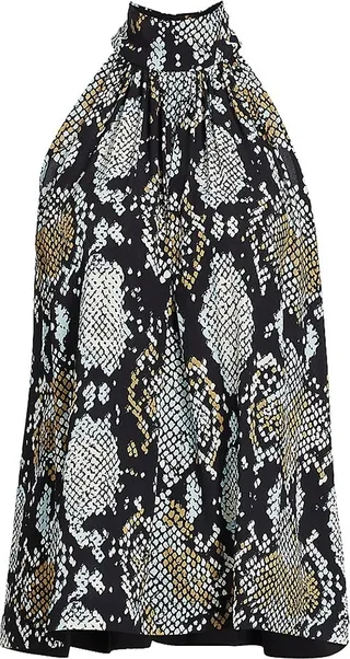 Snakeskin-Printed Halter Top