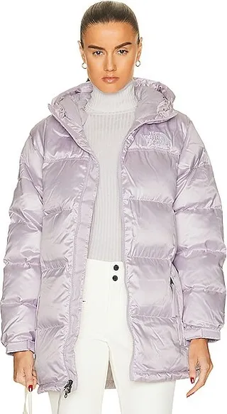 The North Face Nuptse Belted Mid Jacket in Lavender