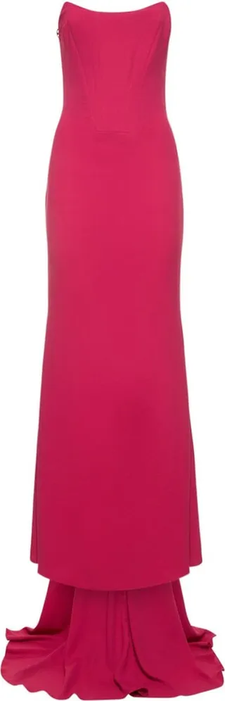 Crepe georgette strapless long dress