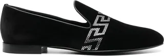 Greca studded velvet loafers