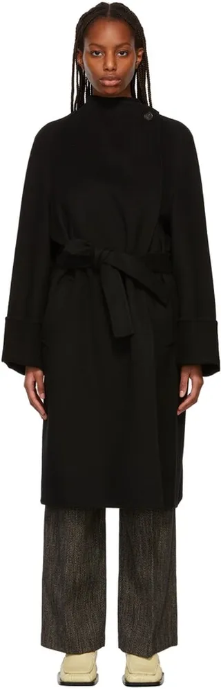LOW CLASSIC Black Handmade Wrap Coat