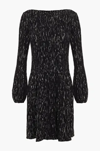 Rocketa embellished plissé crepe mini dress
