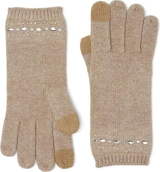 LAUREN Ralph Lauren Jewel Border Knit Gloves (Truffle Heather) Dress Gloves