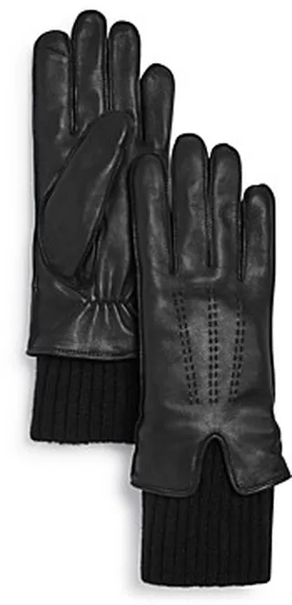 Fownes Knit-Cuff Leather Tech Gloves
