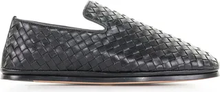 Leather Slipper With Woven Pattern