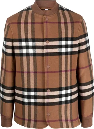BURBERRY- Check Motif Bomber Jacket