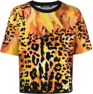 animal-print short-sleeved T-shirt