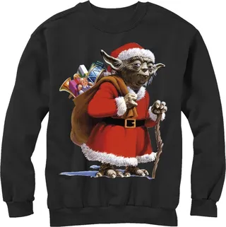 Men's Star Wars Christmas Santa Yoda Sweatshirt - Black - Large